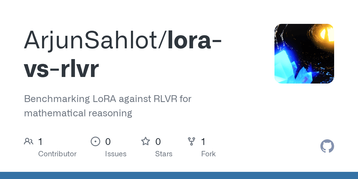 The LoRA vs. RLVR repository on GitHub